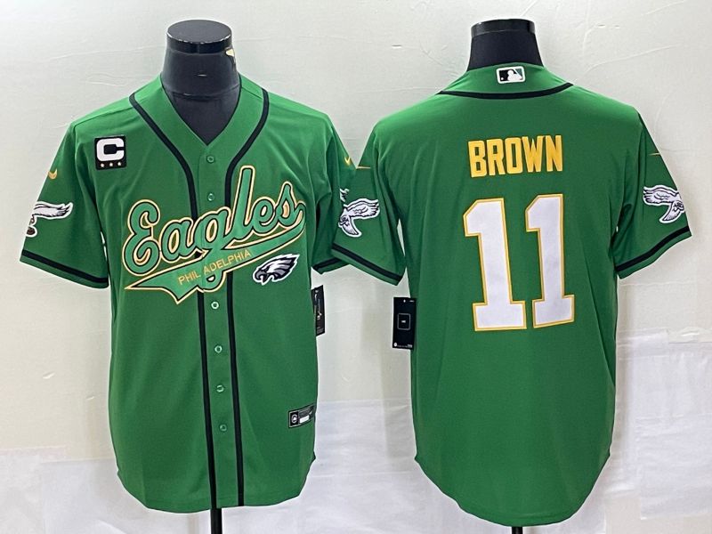 Men Philadelphia Eagles #11 Brown Green Co Branding Game NFL Jersey style 12->philadelphia eagles->NFL Jersey